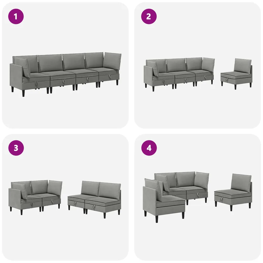 Ensemble de meubles pour le salon 4 pcs Gris foncé Tissu - 10