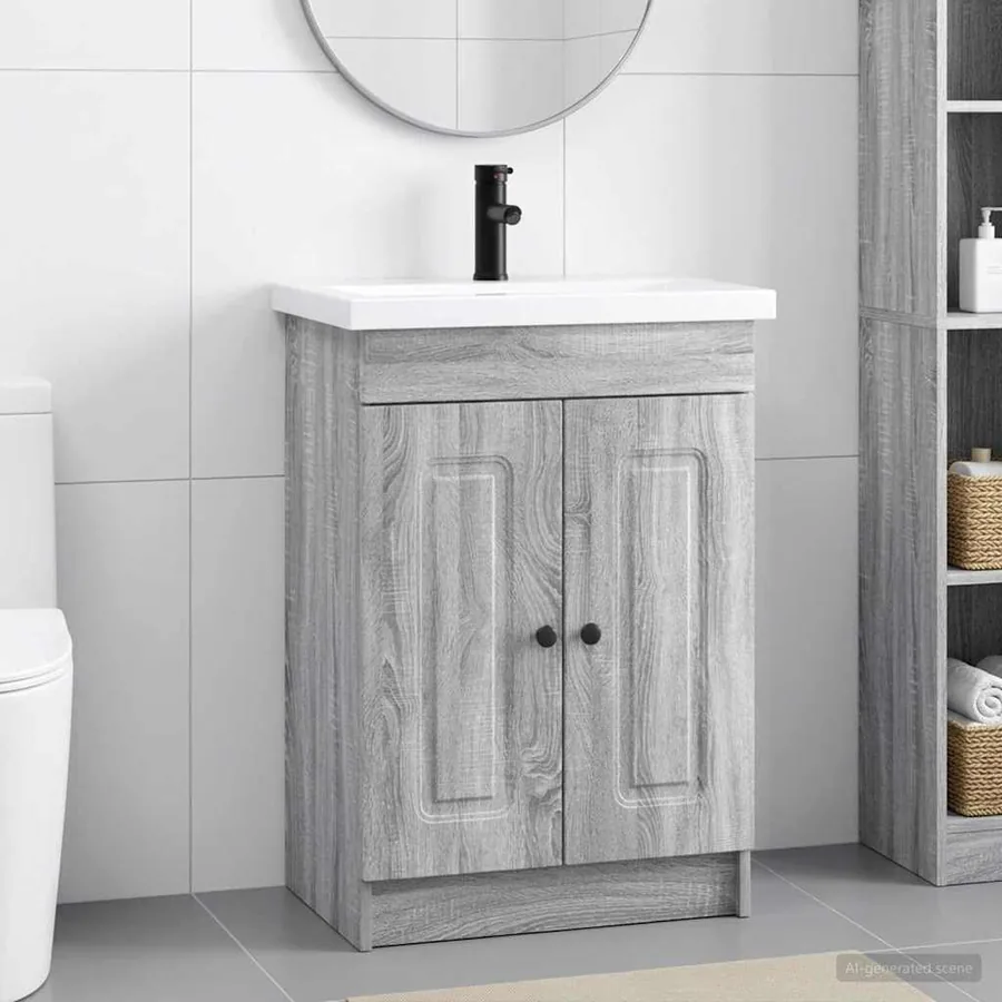 Ensemble de mobilier de salle de bain Sonoma gris