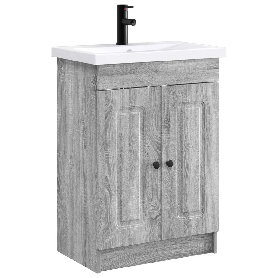 Ensemble de mobilier de salle de bain Sonoma gris - 2