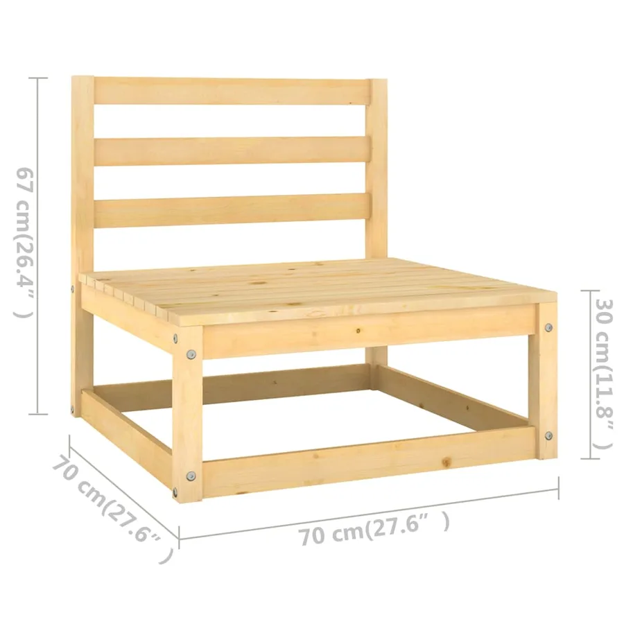 Salon de jardin 9 pcs avec coussins Bois de pin massif - 9