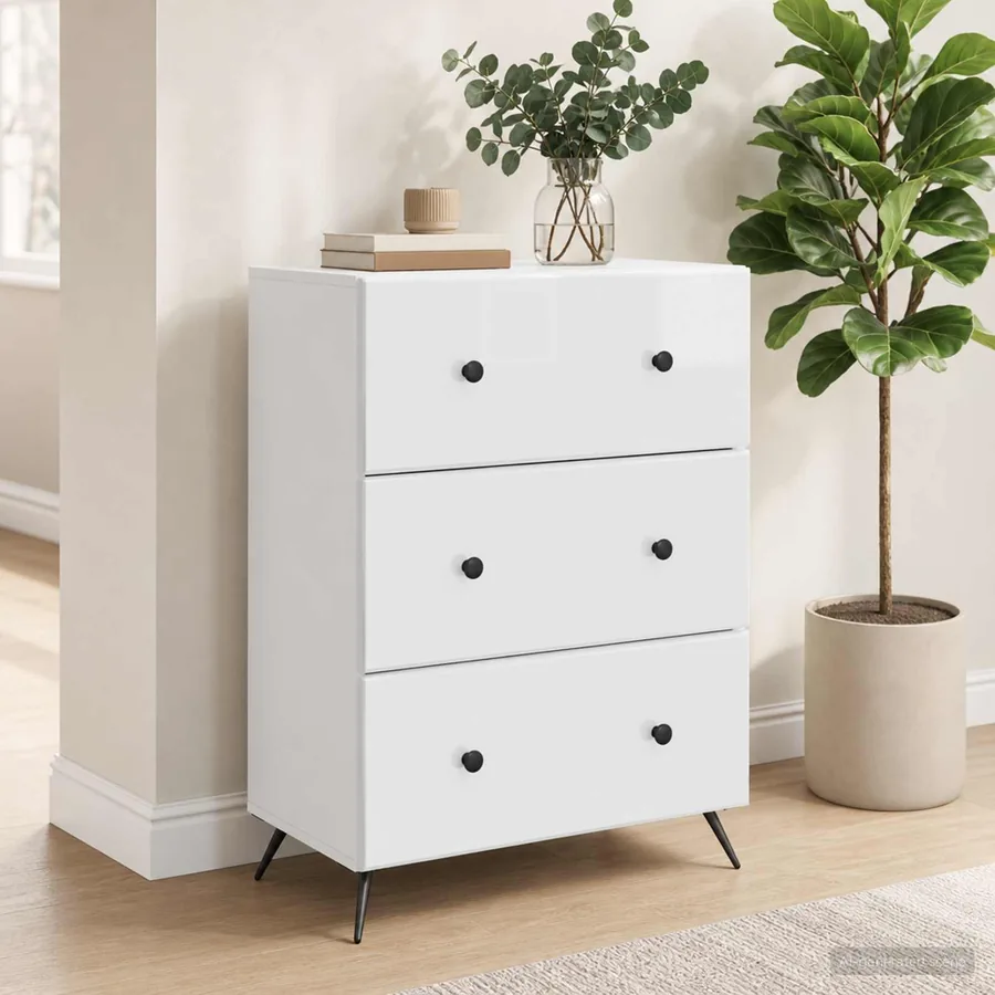 Armoire à tiroirs Blanc brillant 66 x 34,5 x 90 cm