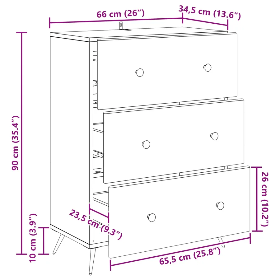 Armoire à tiroirs Blanc brillant 66 x 34,5 x 90 cm - 12