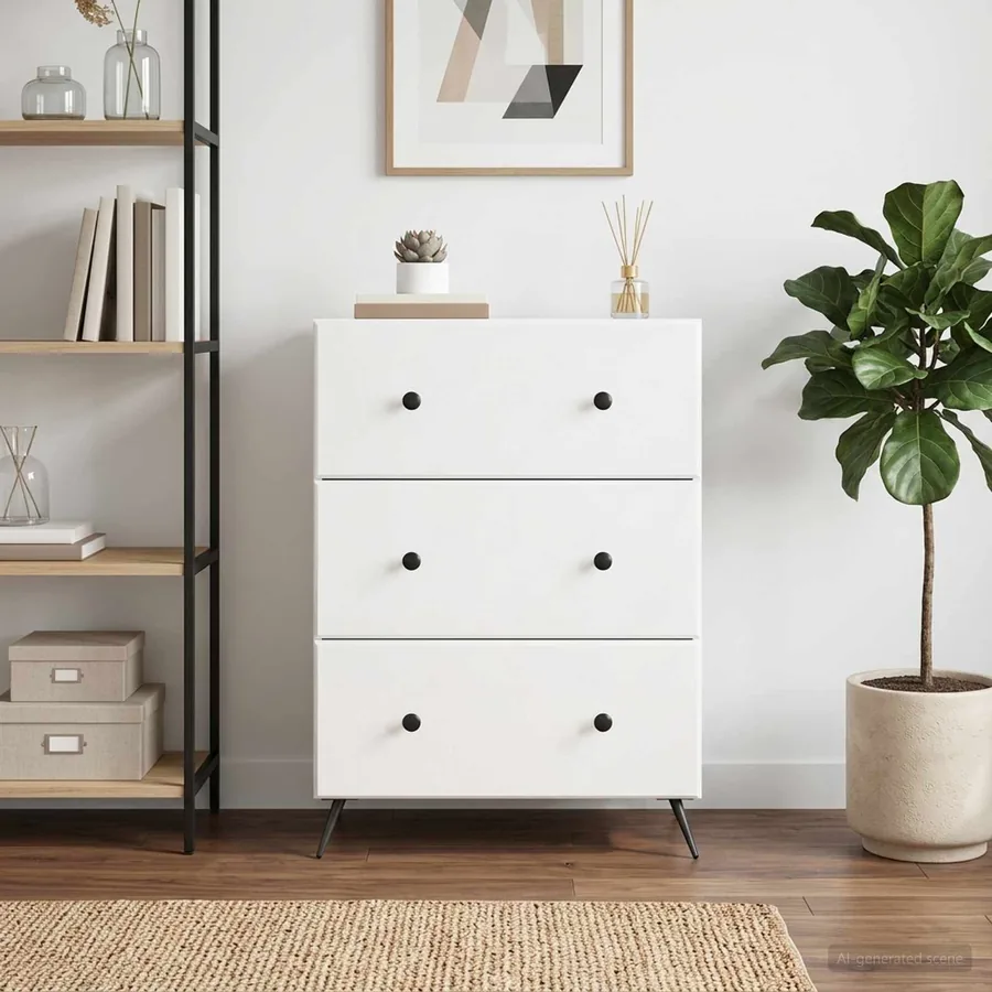 Armoire à tiroirs Blanc brillant 66 x 34,5 x 90 cm - 4