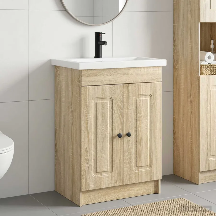 Ensemble de mobilier de salle de bain Chêne Sonoma