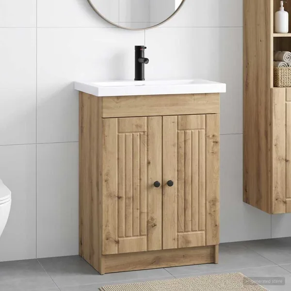 Ensemble de mobilier de salle de bain Chêne artisanal
