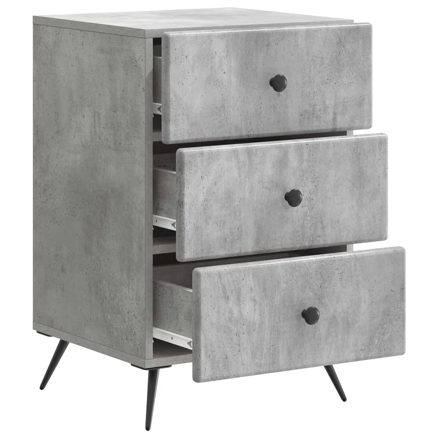 Cabinet de chevet avec tiroir Gris béton 43 x 41 x 66,5 cm - 4