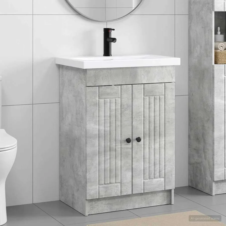 Ensemble de mobilier de salle de bain Gris béton