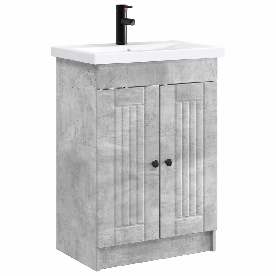 Ensemble de mobilier de salle de bain Gris béton - 2