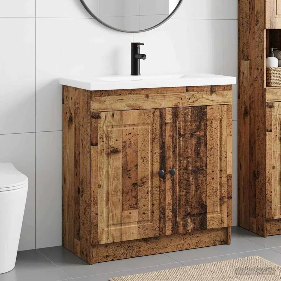 Ensemble de mobilier de salle de bain Bois ancien