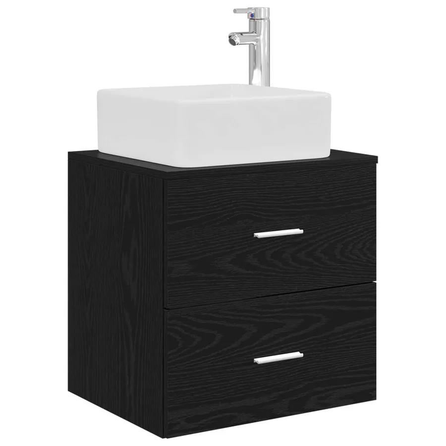 Vanité de lavabo mural Chêne noir 49,5 x 41 x 63 cm - 2