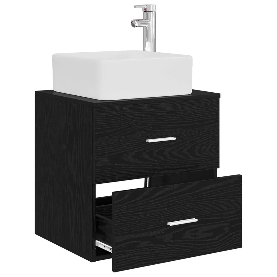 Vanité de lavabo mural Chêne noir 49,5 x 41 x 63 cm - 3