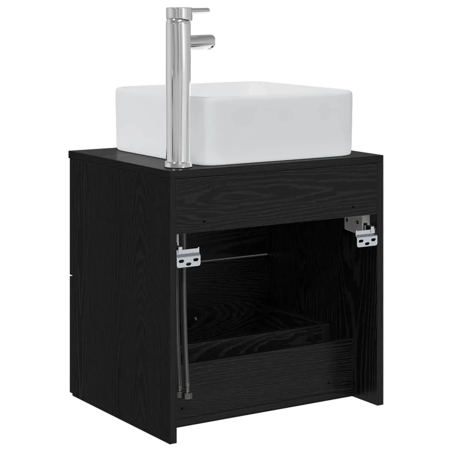 Vanité de lavabo mural Chêne noir 49,5 x 41 x 63 cm - 5
