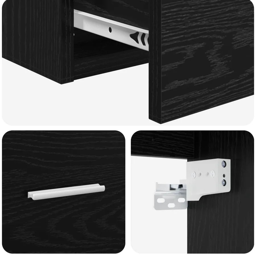 Vanité de lavabo mural Chêne noir 49,5 x 41 x 63 cm - 6