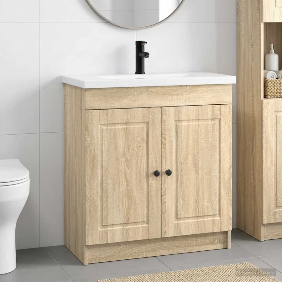 Ensemble de mobilier de salle de bain Chêne Sonoma