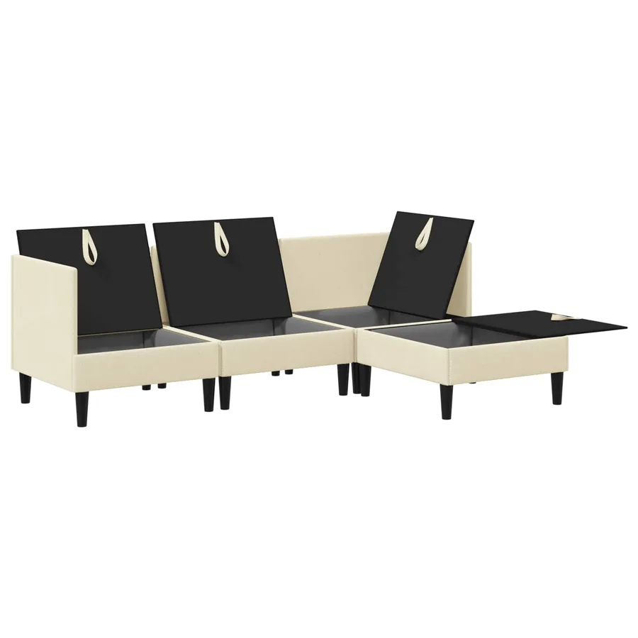 Ensemble de meubles pour le salon 4 pcs Crème Tissu - 4