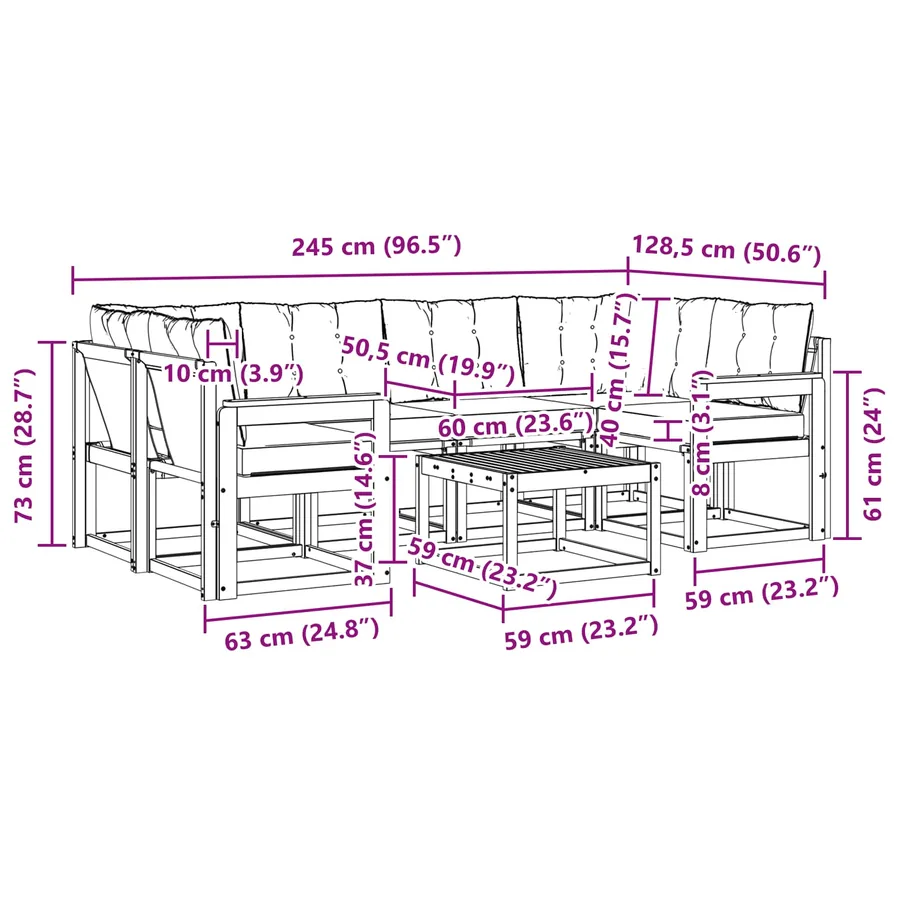 Ensemble de canapés d'extérieur 7 pcs Gris Naturel et Clair - 8