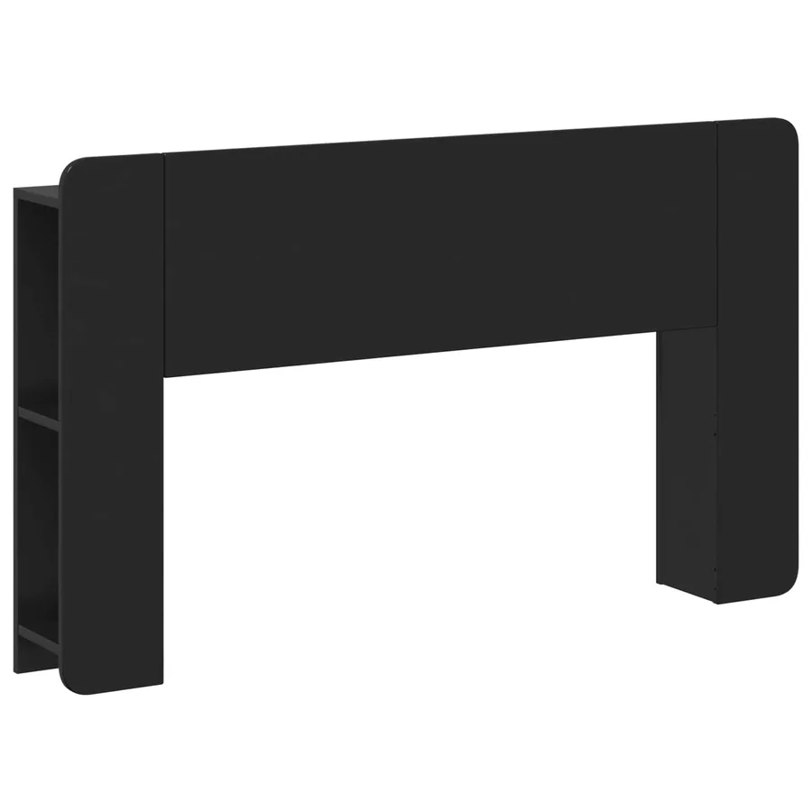 Cabinet de Tête de Lit avec stockage Noir 135 x 18,5 x 80 cm - 2