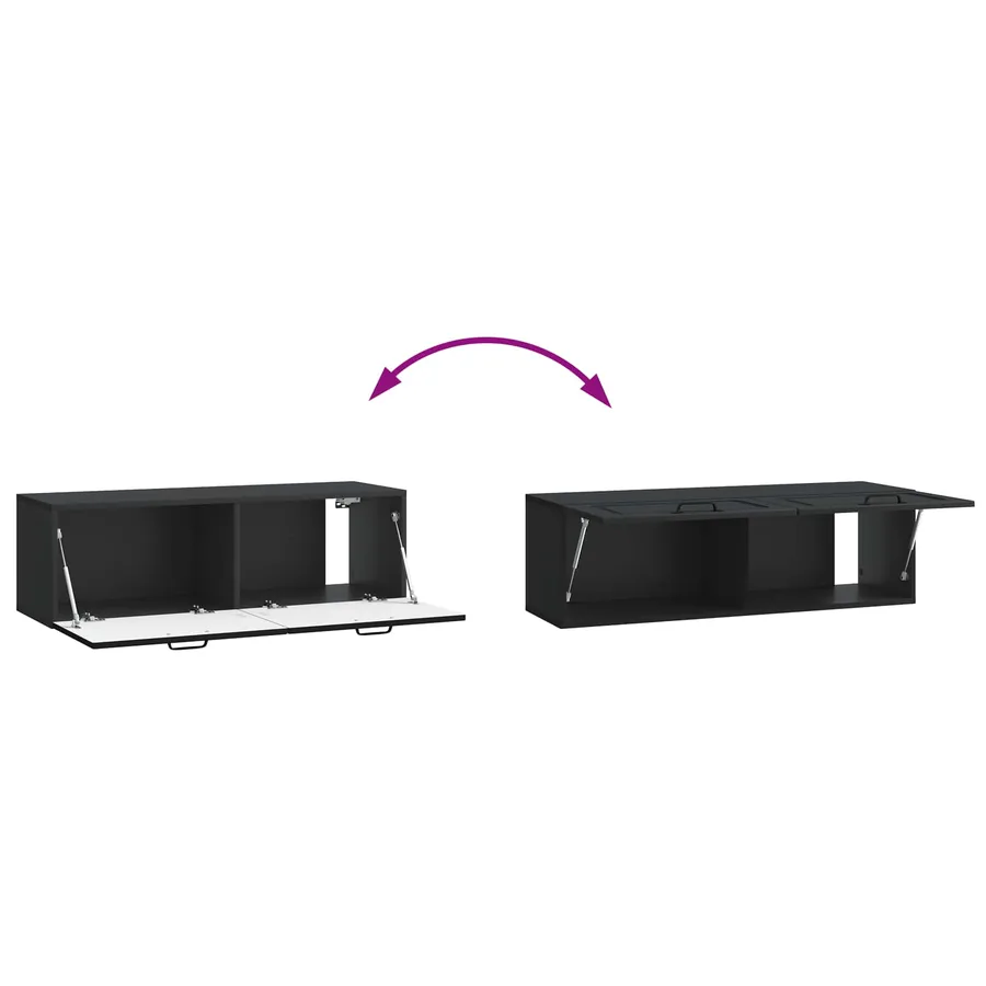 Meuble TV mural Noir 98 x 31 x 30 cm Bois d'ingénierie - 10