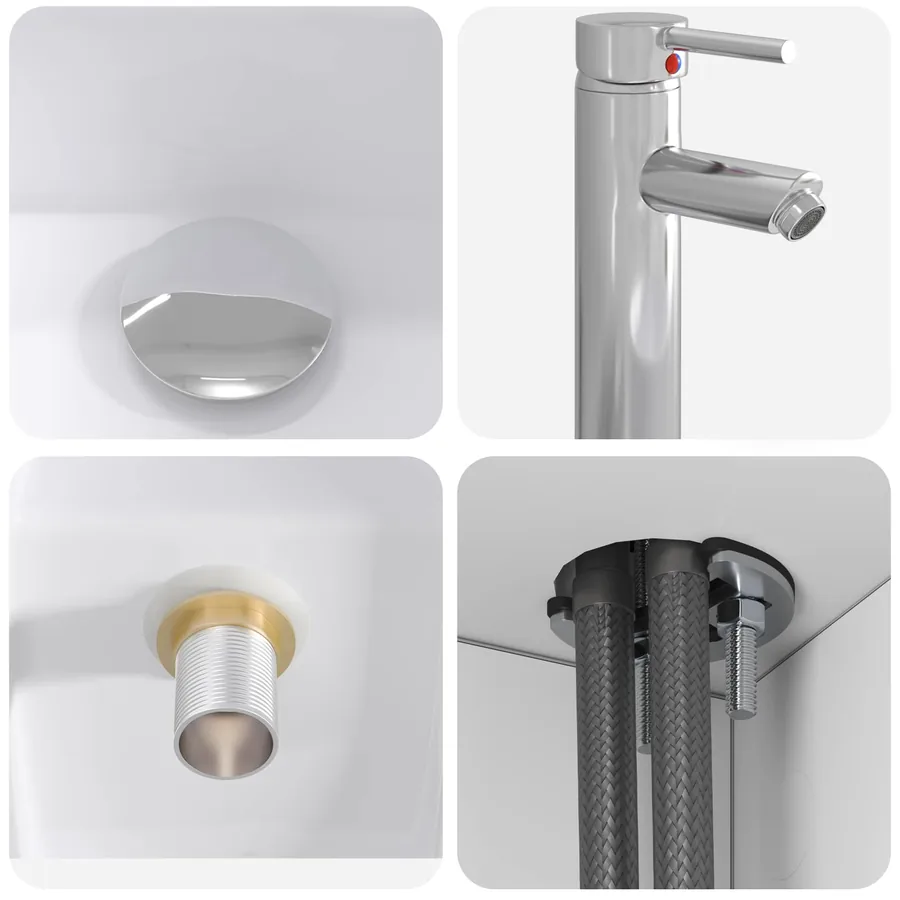 Ensemble de mobilier de salle de bain 4 pcs Blanc - 8