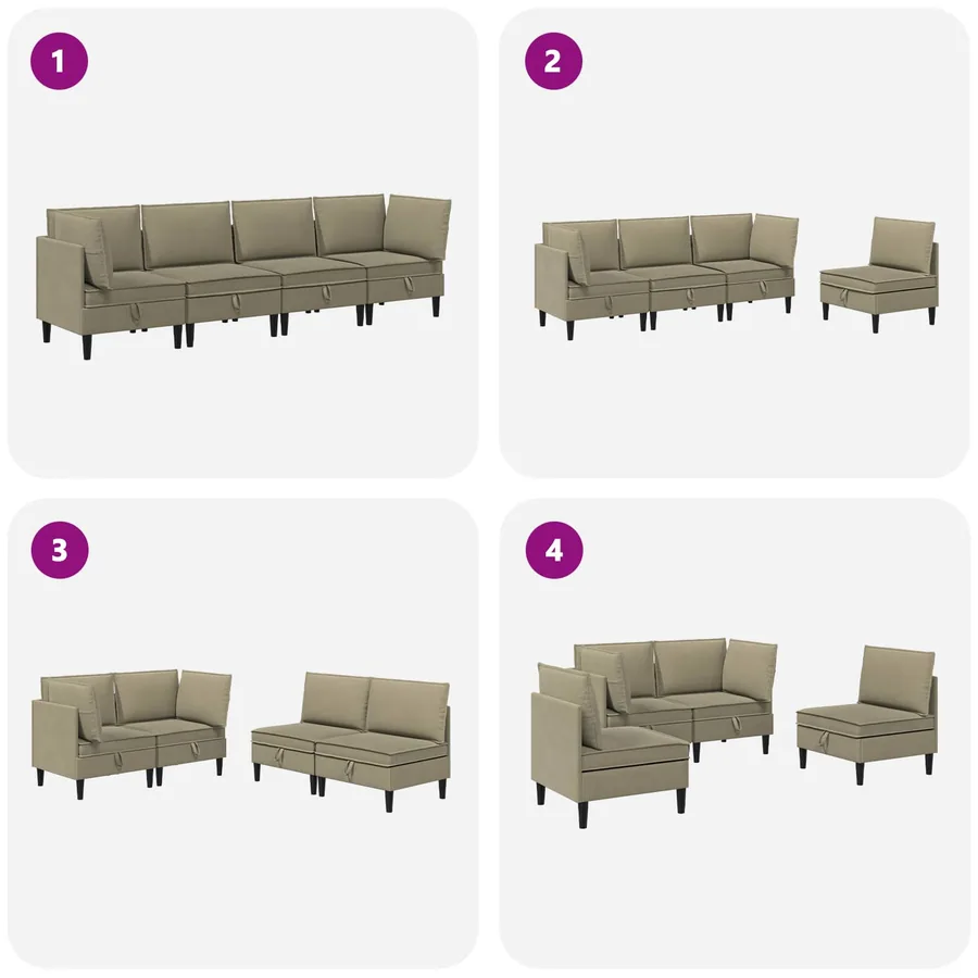 Ensemble de meubles pour le salon 4 pcs Kaki Tissu - 8