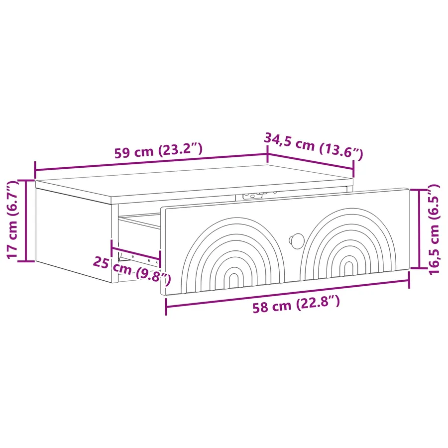 Table d'appoint murale Sonoma gris 59 x 34,5 x 17 cm - 9