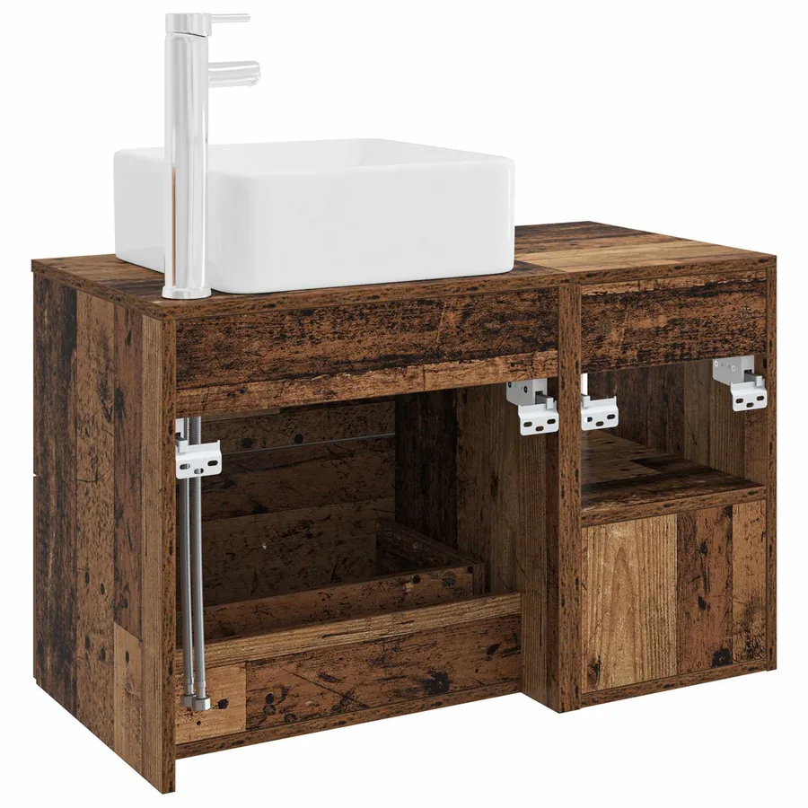 Ensemble de mobilier de salle de bain 2 pcs Bois ancien - 6
