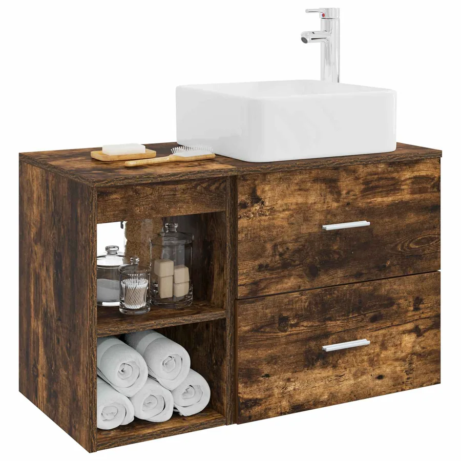Ensemble de mobilier de salle de bain 2 pcs Chêne fumé - 3