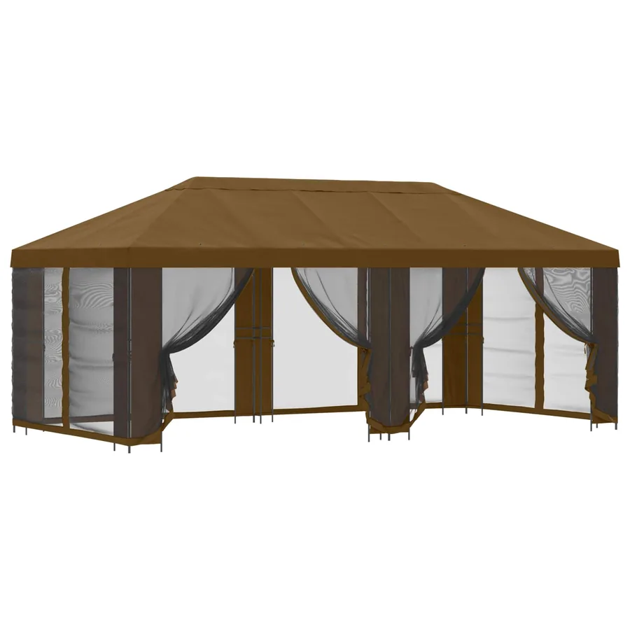 Gazebo avec murs latéraux 6 x 3 m Taupe Polyester et Acier 190 - 2