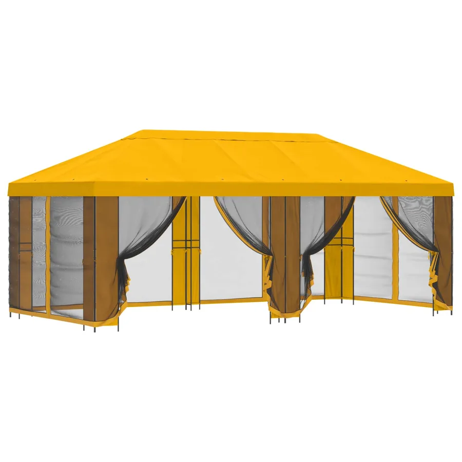 Gazebo avec murs latéraux 6 x 3 m Jaune Polyester et Acier 190 - 2