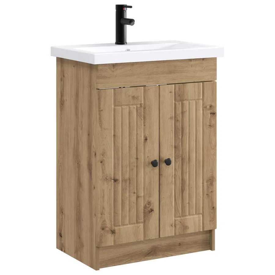 Ensemble de mobilier de salle de bain Chêne artisanal - 2