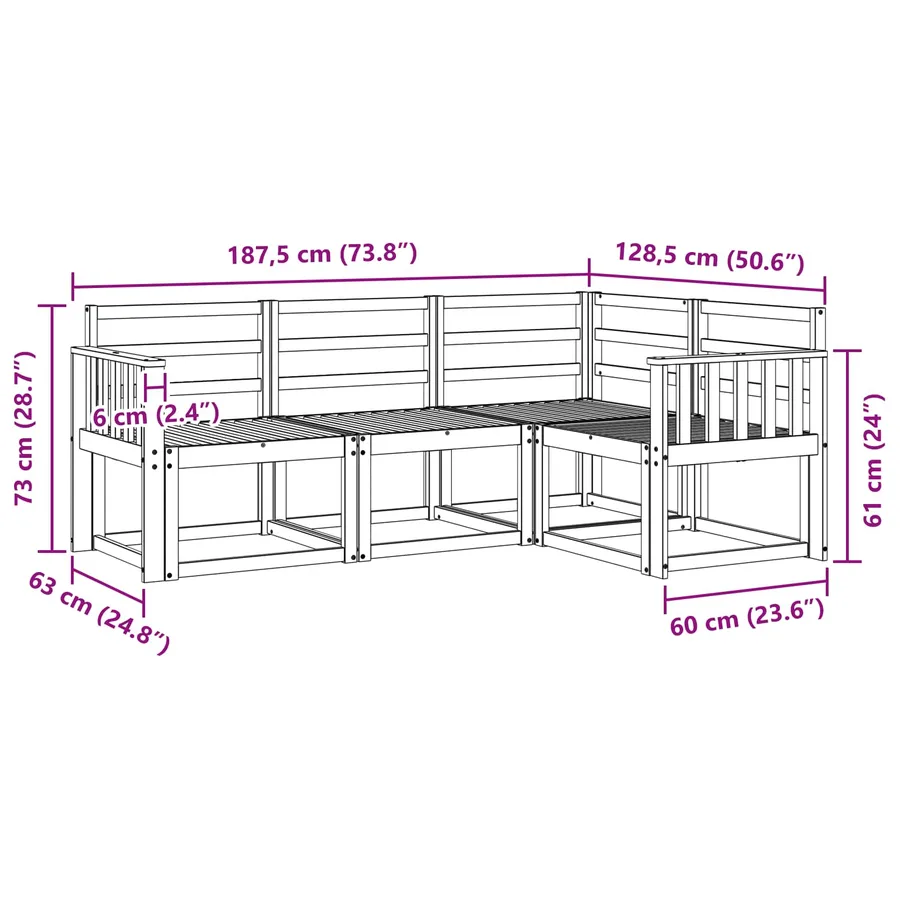 Ensemble de canapés d'extérieur 4 pcs Naturel - 7