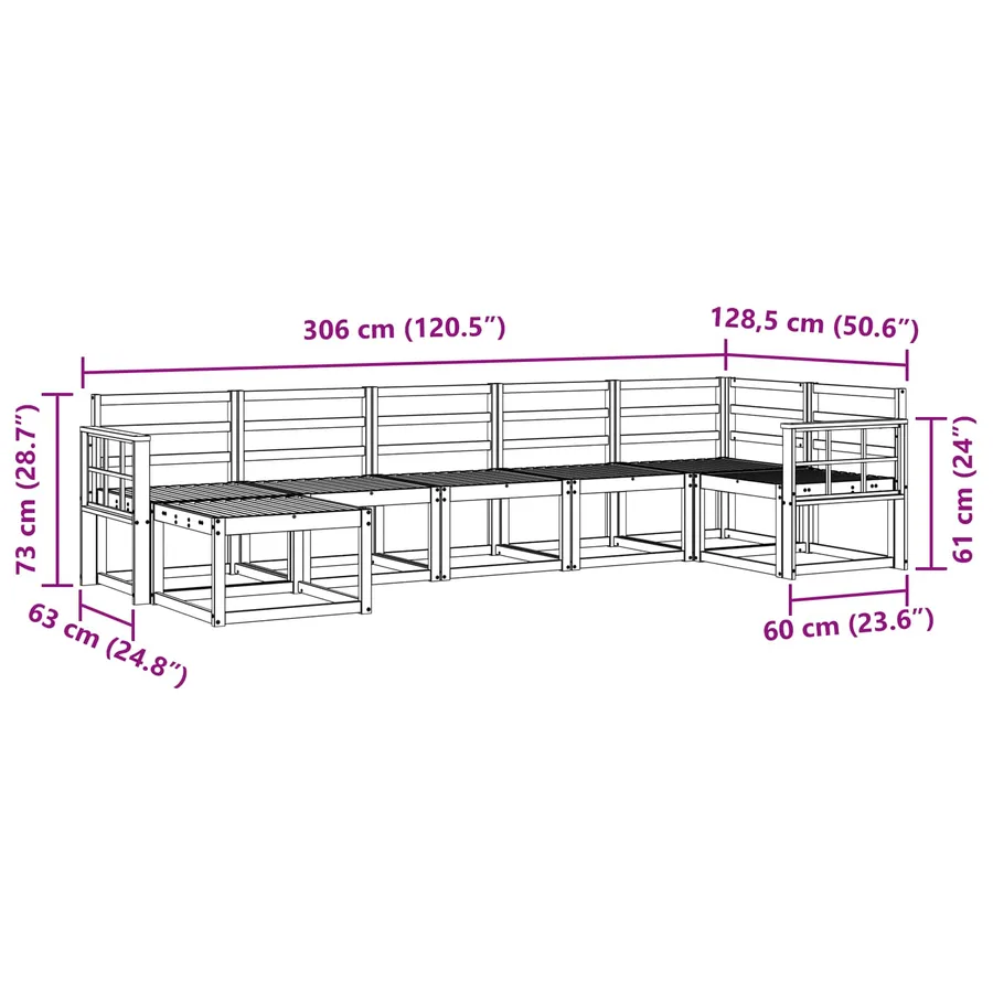 Ensemble de canapés d'extérieur 7 pcs Naturel - 8
