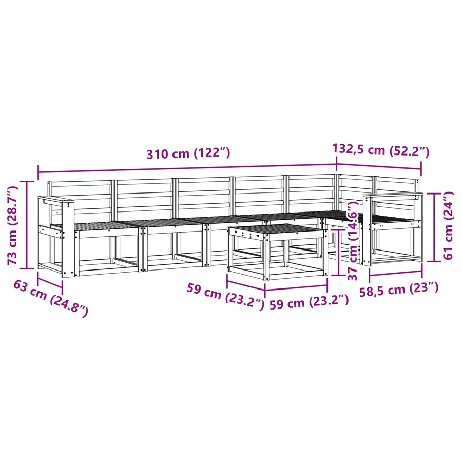 Ensemble de canapés d'extérieur 7 pcs Naturel - 11