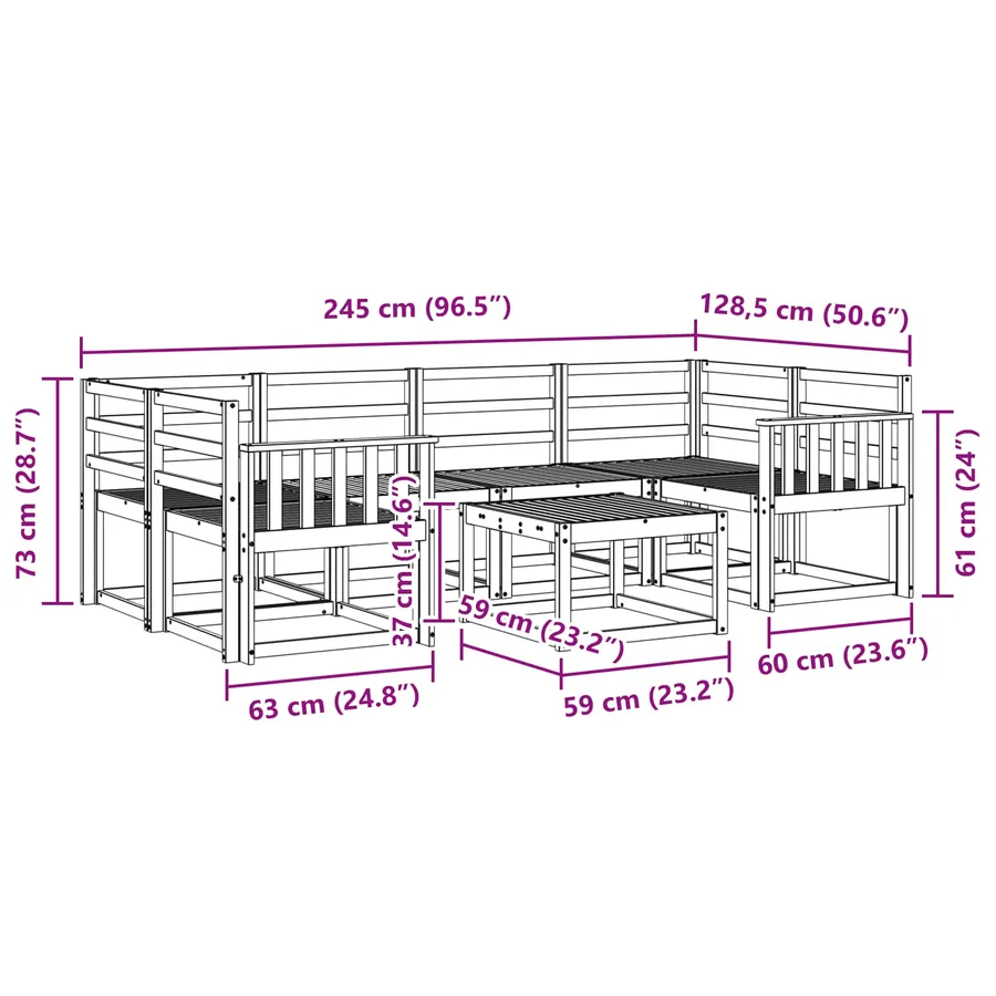 Ensemble de canapés d'extérieur 7 pcs Naturel - 10