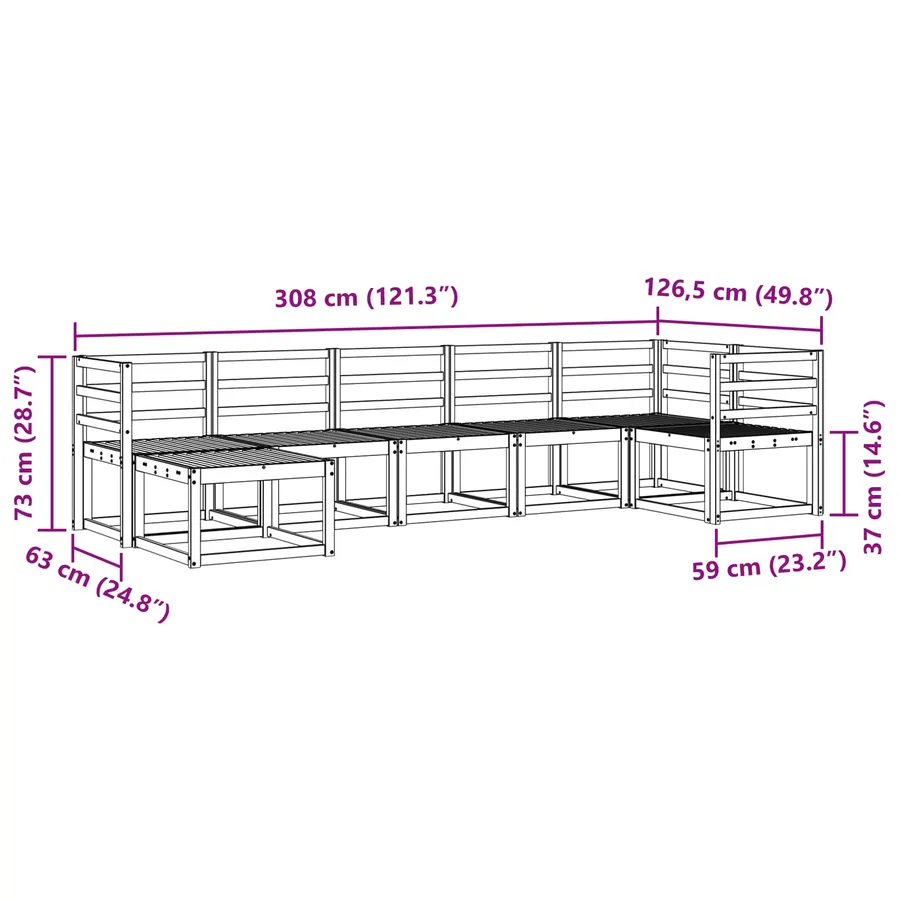 Ensemble de canapés d'extérieur 7 pcs Naturel - 10