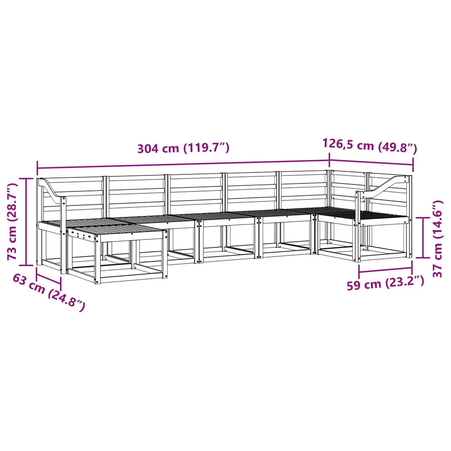 Ensemble de canapés d'extérieur 7 pcs Naturel - 8