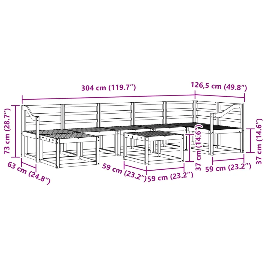 Ensemble de canapés d'extérieur 8 pcs Naturel - 12