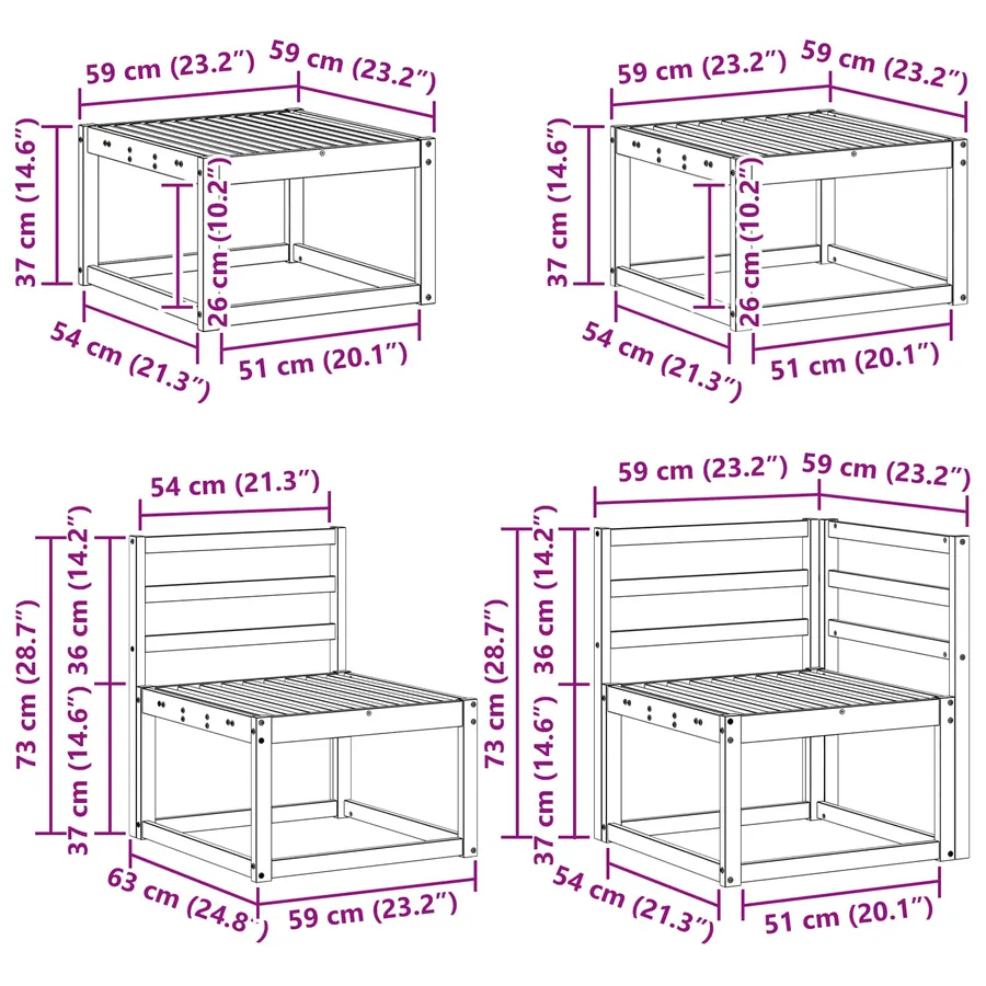 Ensemble de canapés d'extérieur 8 pcs Naturel - 13