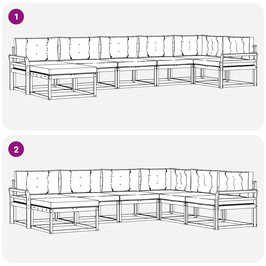 Ensemble de canapés d'extérieur 7 pcs Naturel et Noir - 10