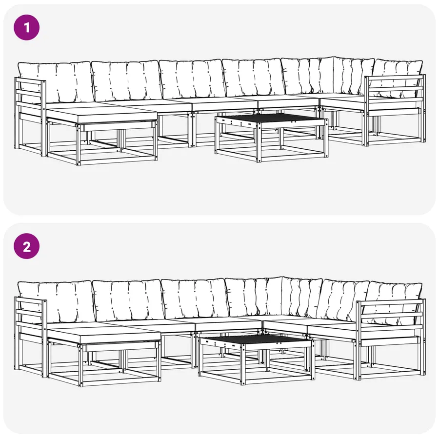 Ensemble de canapés d'extérieur 22 pcs Naturel et Noir - 12