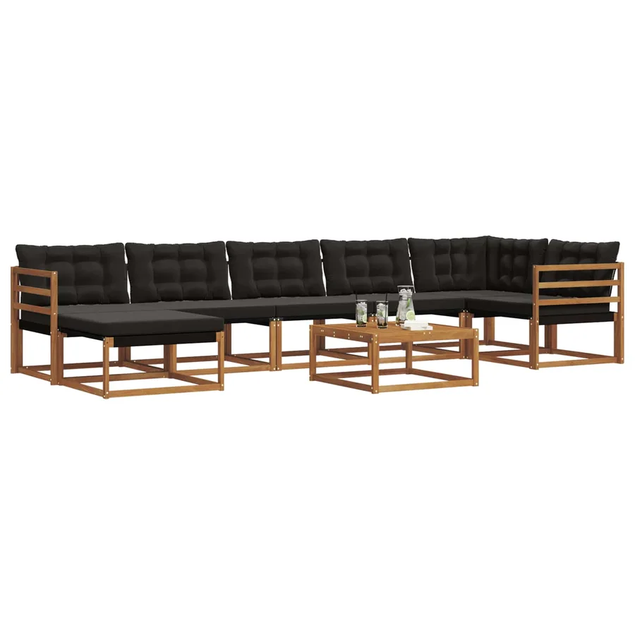 Ensemble de canapés d'extérieur 22 pcs Naturel et Noir - 3