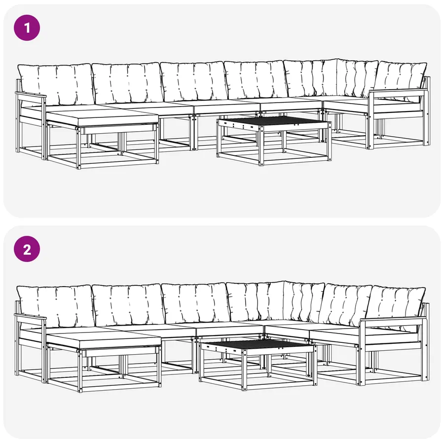 Ensemble de canapés d'extérieur 22 pcs Naturel et Noir - 12