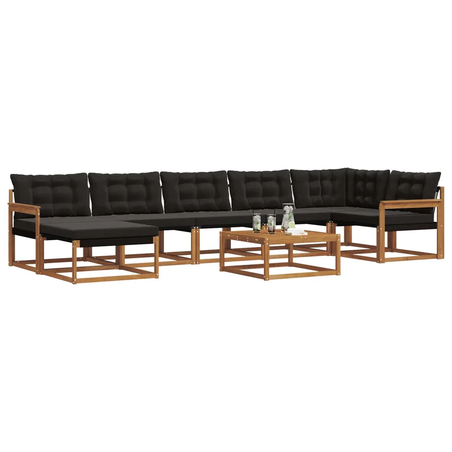 Ensemble de canapés d'extérieur 22 pcs Naturel et Noir - 3