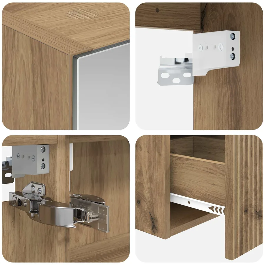 Ensemble d'armoire de salle de bain 4 pc Chêne artisanal - 9