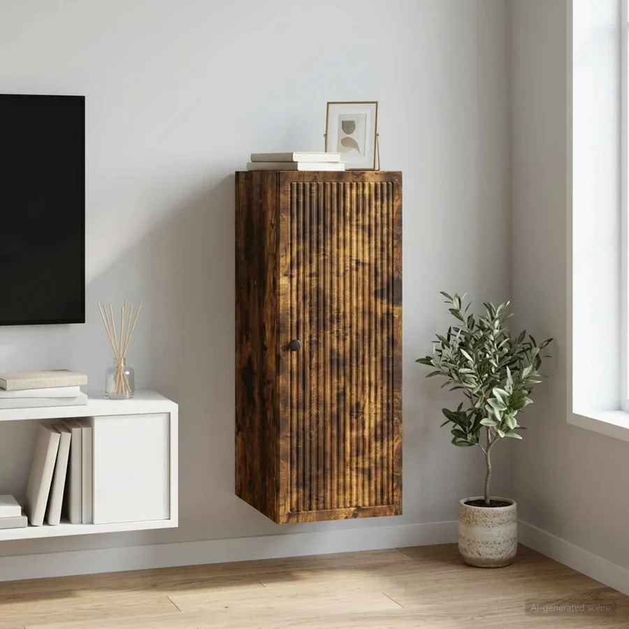 Armoire Murale Chêne fumé 33 x 34,5 x 90 cm Bois d'ingénierie