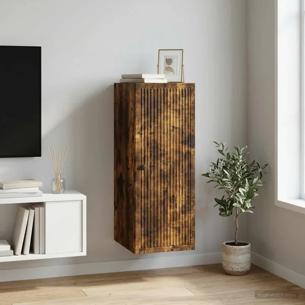 Armoire Murale Chêne fumé 33 x 34,5 x 90 cm Bois d'ingénierie