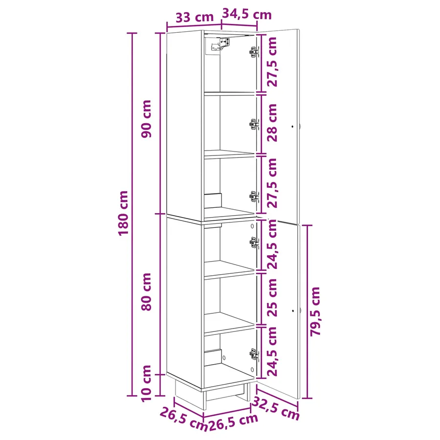 Ensemble de Meubles 2 pcs Bois ancien 34,5 x 33 x 90 cm - 8