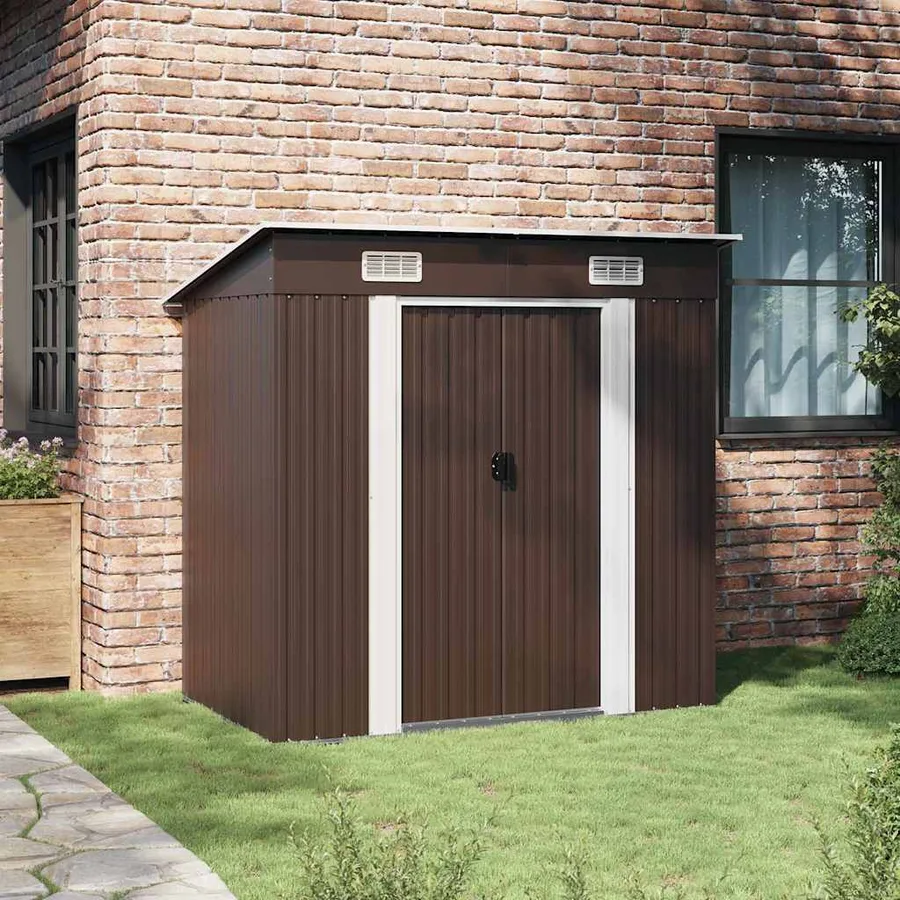 Abri de stockage pour jardin Marron 194x121x181 cm Acier - 3