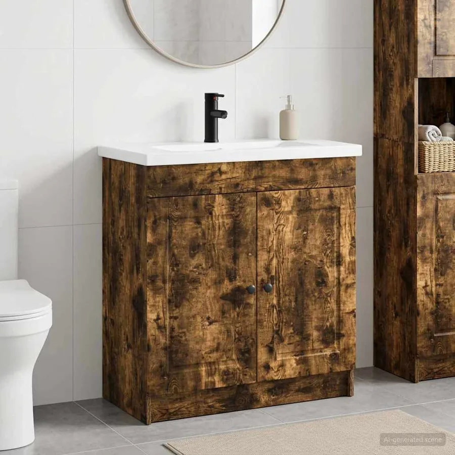 Ensemble de mobilier de salle de bain Chêne fumé