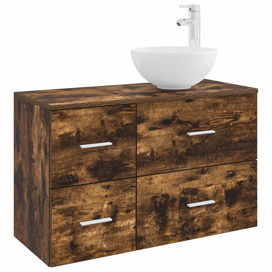 Ensemble de mobilier de salle de bain 2 pcs Chêne fumé - 2